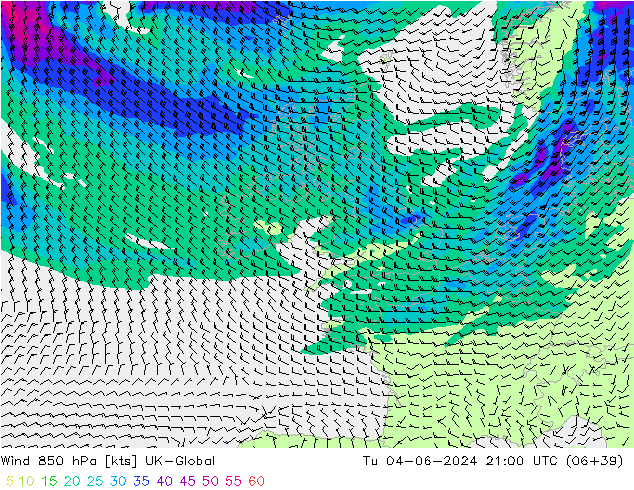 Rüzgar 850 hPa UK-Global Sa 04.06.2024 21 UTC