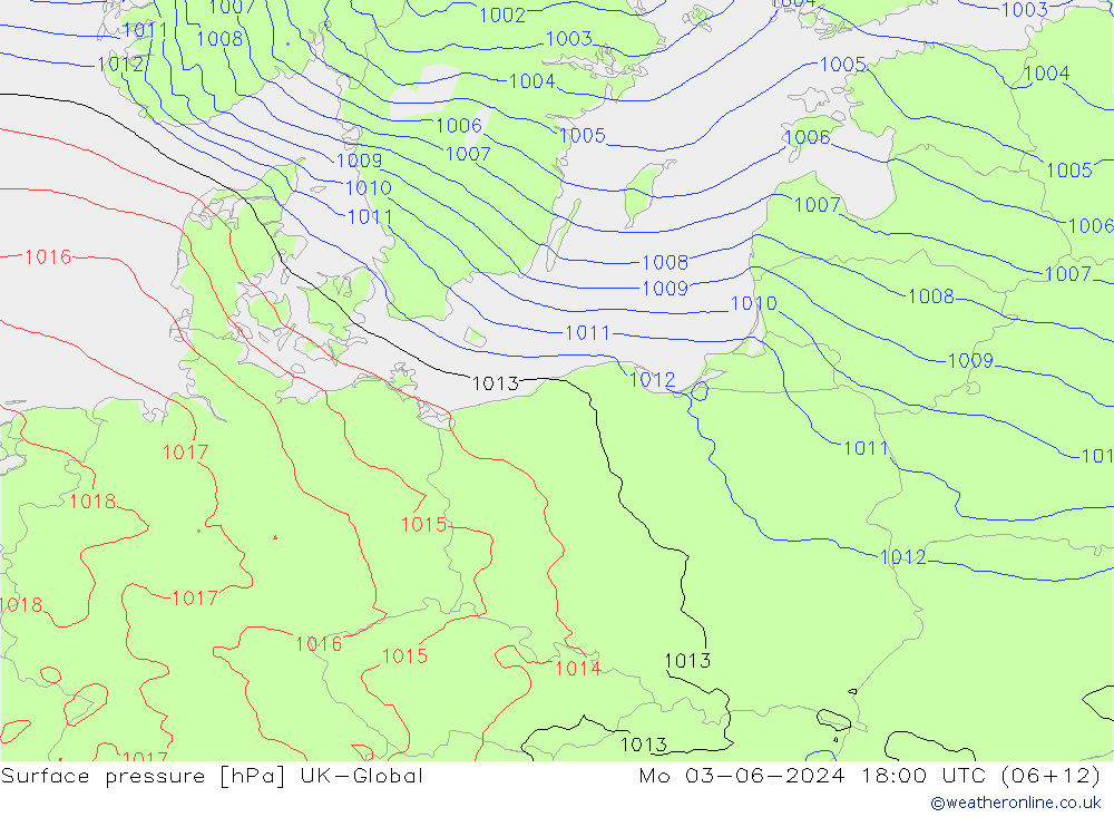 приземное давление UK-Global пн 03.06.2024 18 UTC