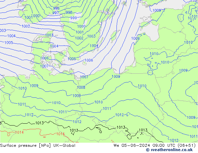 Surface pressure UK-Global We 05.06.2024 09 UTC