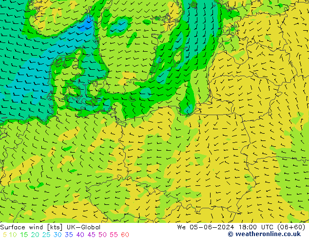 Wind 10 m UK-Global wo 05.06.2024 18 UTC