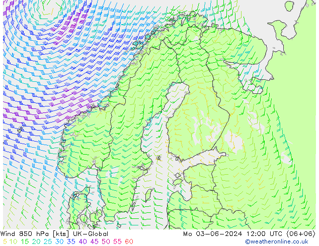 Rüzgar 850 hPa UK-Global Pzt 03.06.2024 12 UTC