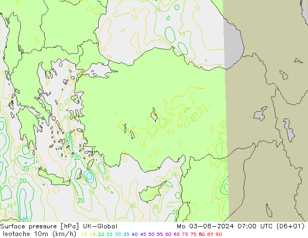 Eşrüzgar Hızları (km/sa) UK-Global Pzt 03.06.2024 07 UTC