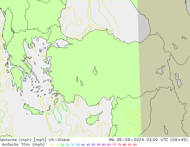 Isotachs (mph) UK-Global We 05.06.2024 03 UTC