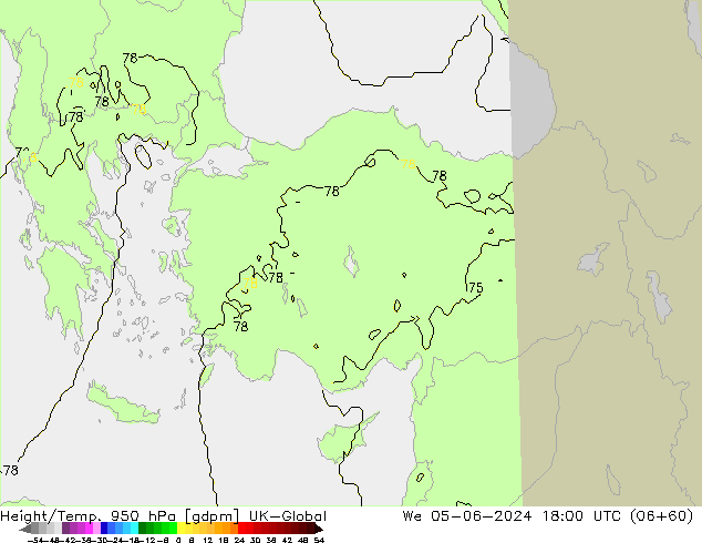 Height/Temp. 950 hPa UK-Global We 05.06.2024 18 UTC