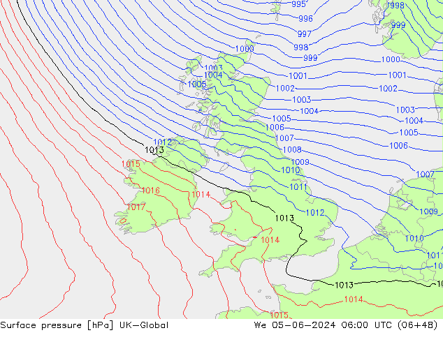 pressão do solo UK-Global Qua 05.06.2024 06 UTC