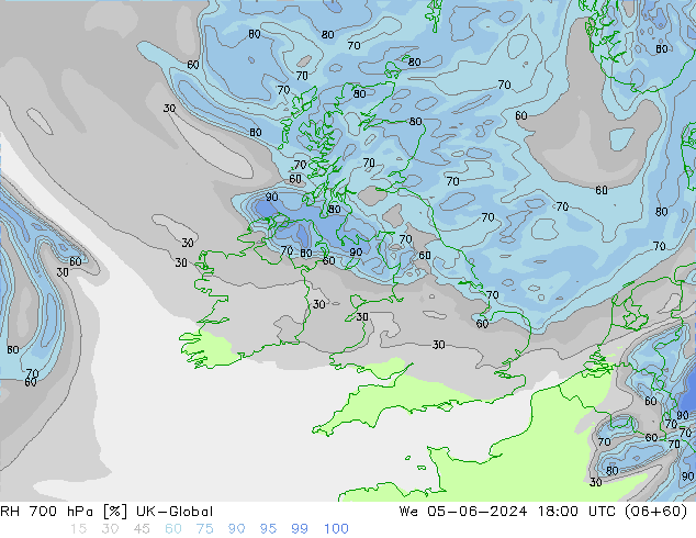 RH 700 hPa UK-Global Mi 05.06.2024 18 UTC