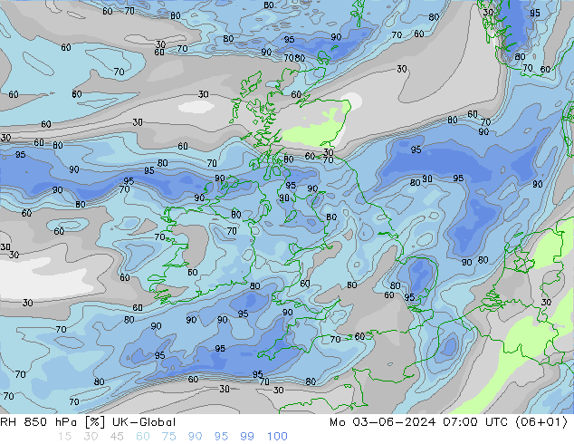 RH 850 hPa UK-Global Po 03.06.2024 07 UTC