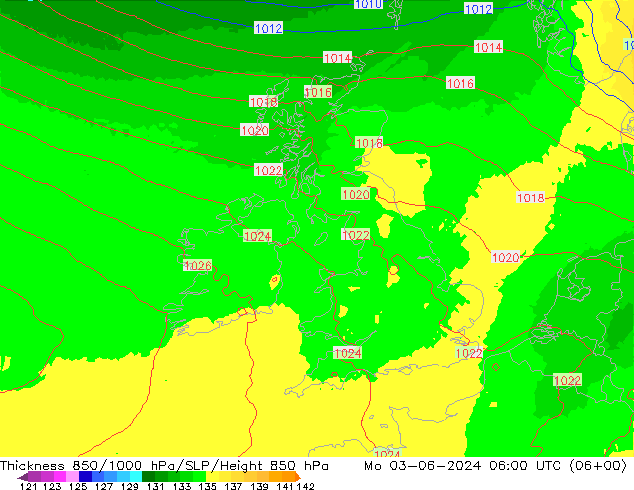 Thck 850-1000 hPa UK-Global lun 03.06.2024 06 UTC