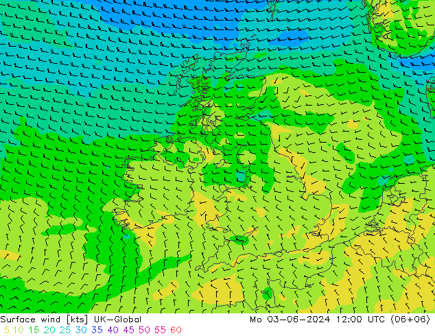 Vent 10 m UK-Global lun 03.06.2024 12 UTC