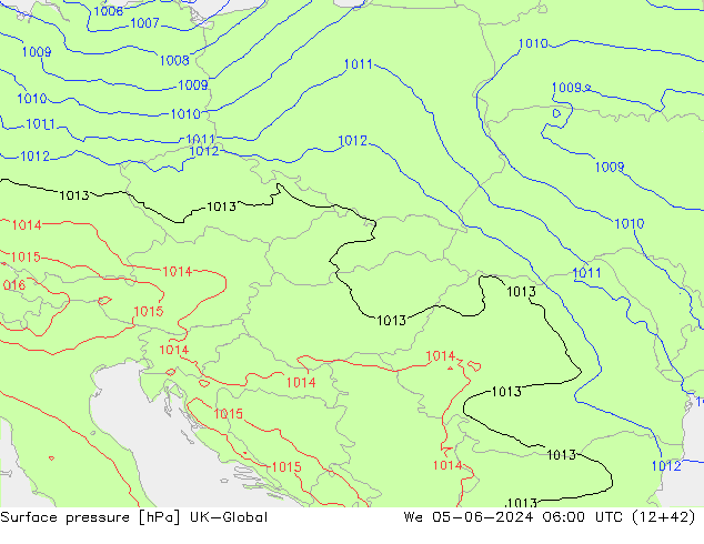 pression de l'air UK-Global mer 05.06.2024 06 UTC