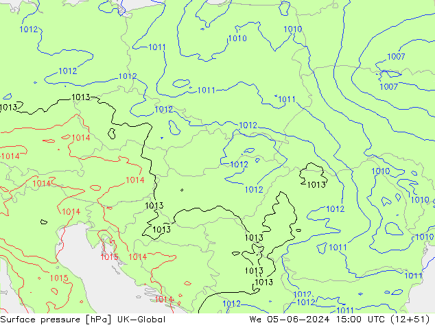 Atmosférický tlak UK-Global St 05.06.2024 15 UTC