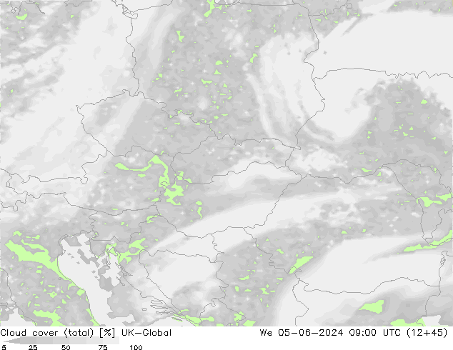 Cloud cover (total) UK-Global We 05.06.2024 09 UTC