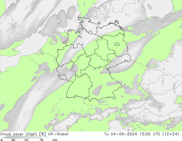 Cloud cover (high) UK-Global Tu 04.06.2024 12 UTC