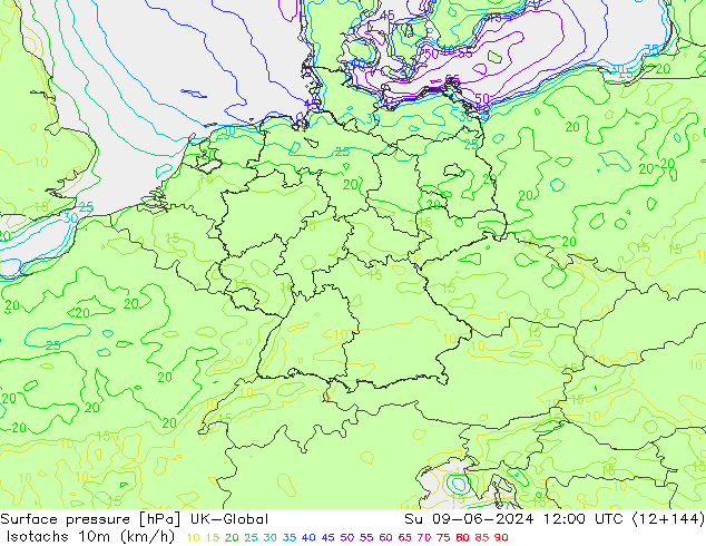 Isotaca (kph) UK-Global dom 09.06.2024 12 UTC