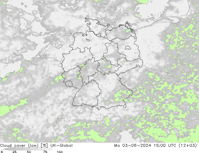 zachmurzenie (niskie) UK-Global pon. 03.06.2024 15 UTC