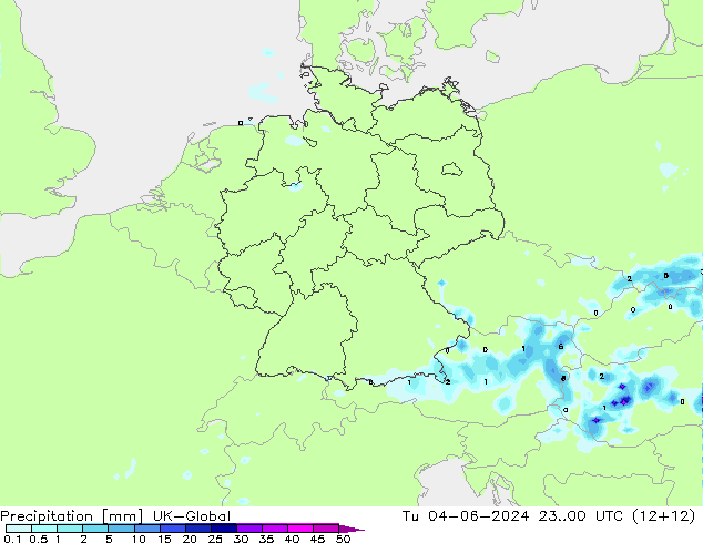 Precipitazione UK-Global mar 04.06.2024 00 UTC