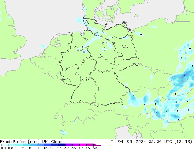 Srážky UK-Global Út 04.06.2024 06 UTC