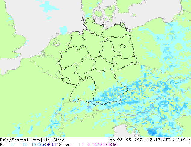 Rain/Snowfall UK-Global Seg 03.06.2024 13 UTC
