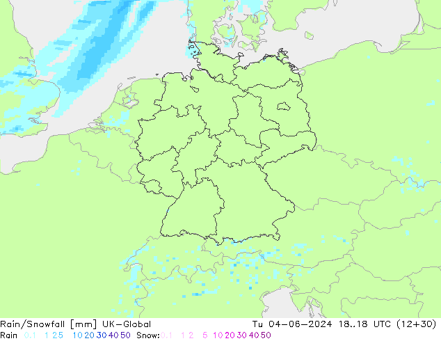 Regen/Sneeuwval UK-Global di 04.06.2024 18 UTC