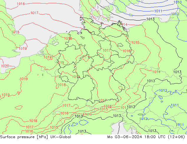 Surface pressure UK-Global Mo 03.06.2024 18 UTC