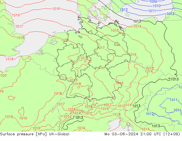 Luchtdruk (Grond) UK-Global ma 03.06.2024 21 UTC