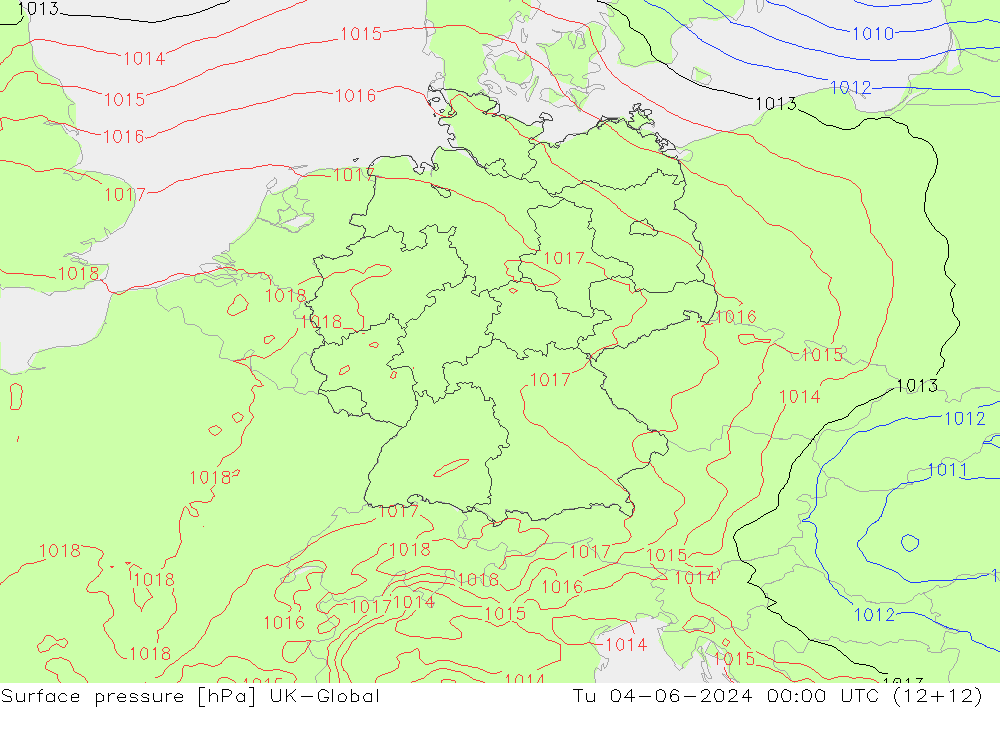 приземное давление UK-Global вт 04.06.2024 00 UTC