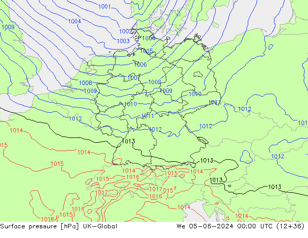 Presión superficial UK-Global mié 05.06.2024 00 UTC
