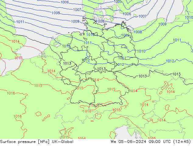 Surface pressure UK-Global We 05.06.2024 09 UTC