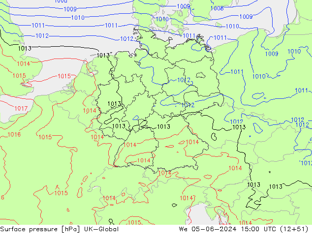 Surface pressure UK-Global We 05.06.2024 15 UTC