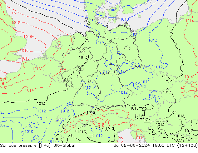 Surface pressure UK-Global Sa 08.06.2024 18 UTC