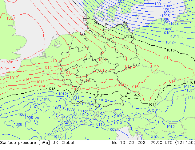 Presión superficial UK-Global lun 10.06.2024 00 UTC
