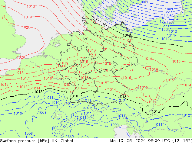 Surface pressure UK-Global Mo 10.06.2024 06 UTC