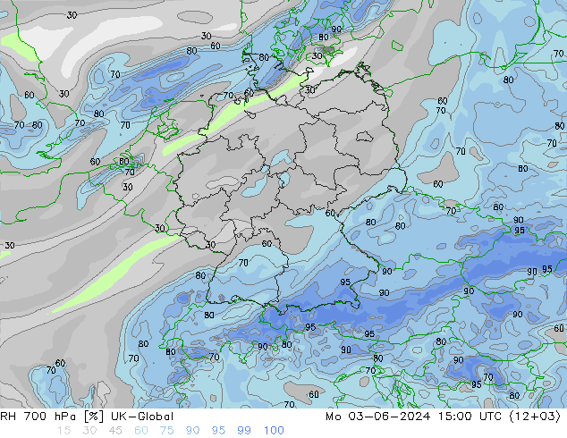 RH 700 hPa UK-Global Mo 03.06.2024 15 UTC