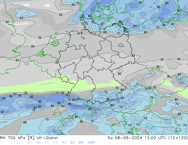 RH 700 hPa UK-Global  08.06.2024 12 UTC