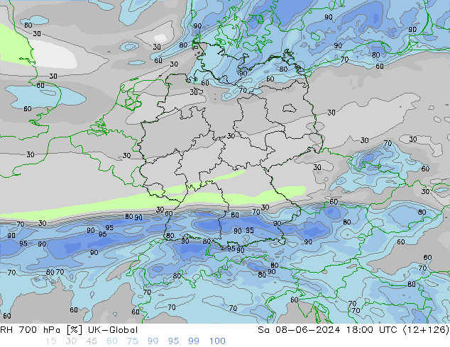 RH 700 hPa UK-Global  08.06.2024 18 UTC