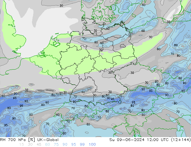 RH 700 hPa UK-Global nie. 09.06.2024 12 UTC