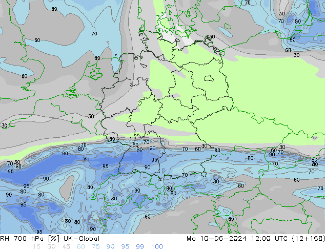 RH 700 hPa UK-Global Mo 10.06.2024 12 UTC