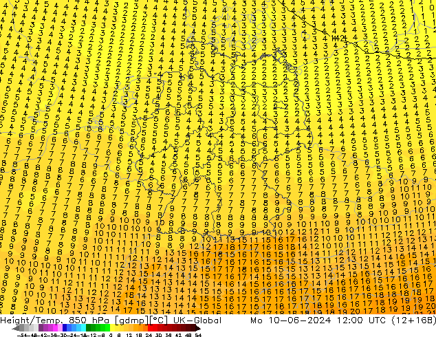 Height/Temp. 850 hPa UK-Global  10.06.2024 12 UTC