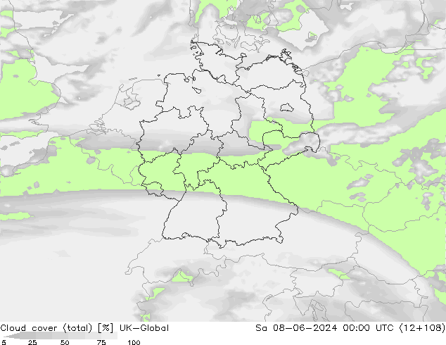 Cloud cover (total) UK-Global Sa 08.06.2024 00 UTC