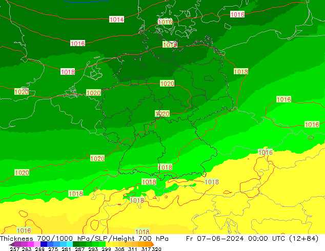 Thck 700-1000 hPa UK-Global Fr 07.06.2024 00 UTC