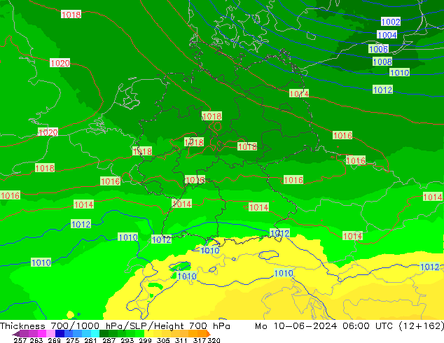 Thck 700-1000 hPa UK-Global Po 10.06.2024 06 UTC