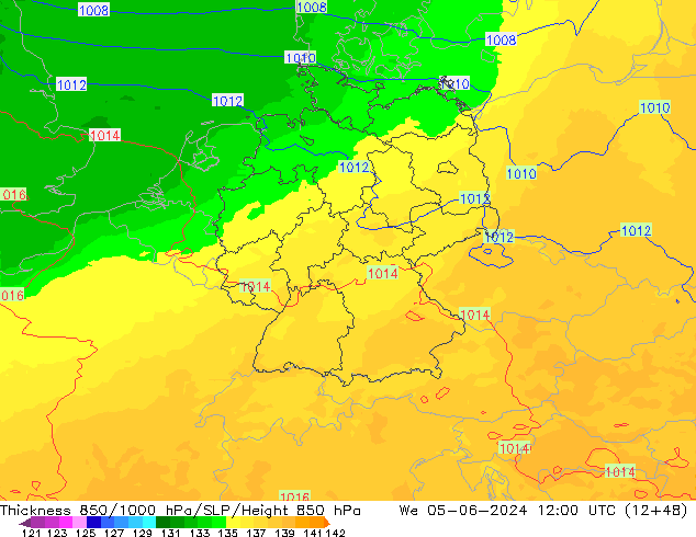 Thck 850-1000 hPa UK-Global Qua 05.06.2024 12 UTC