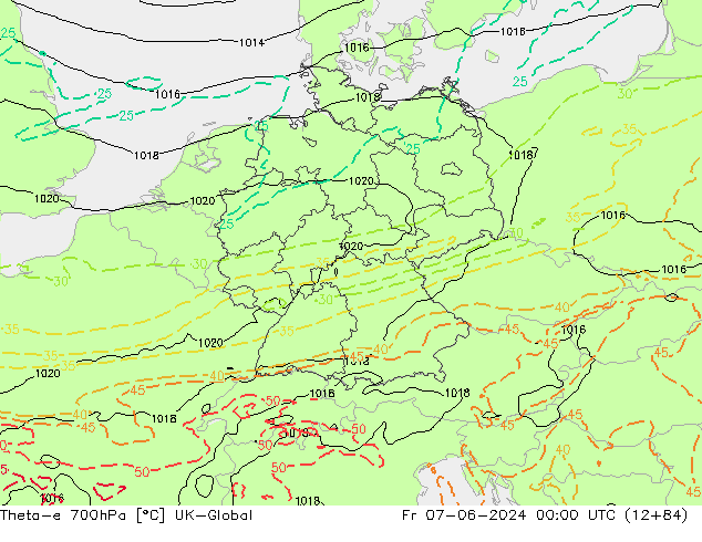 Theta-e 700hPa UK-Global ven 07.06.2024 00 UTC