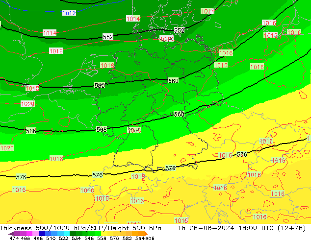 Thck 500-1000hPa UK-Global czw. 06.06.2024 18 UTC
