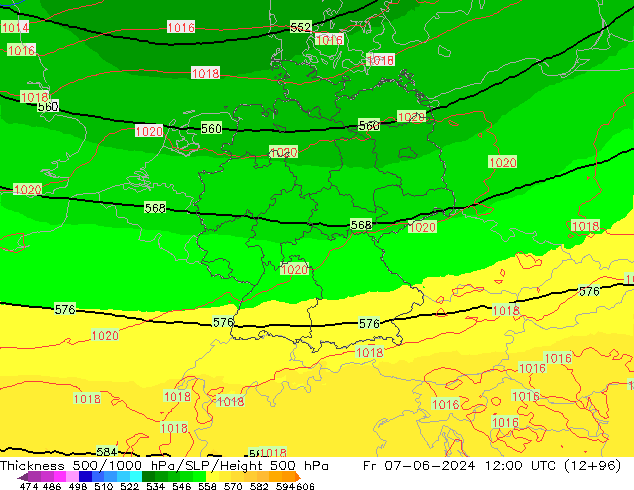 Schichtdicke 500-1000 hPa UK-Global Fr 07.06.2024 12 UTC