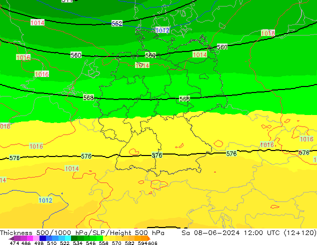 Thck 500-1000hPa UK-Global Sa 08.06.2024 12 UTC