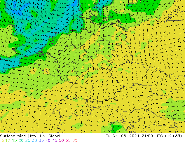 Wind 10 m UK-Global di 04.06.2024 21 UTC