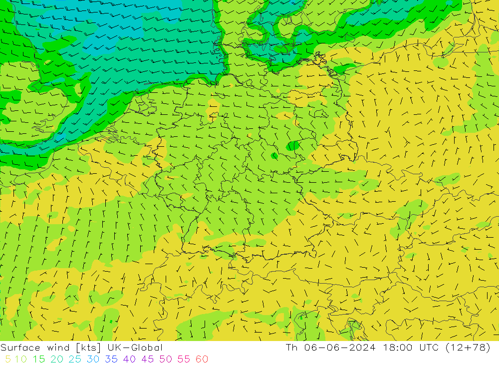 wiatr 10 m UK-Global czw. 06.06.2024 18 UTC