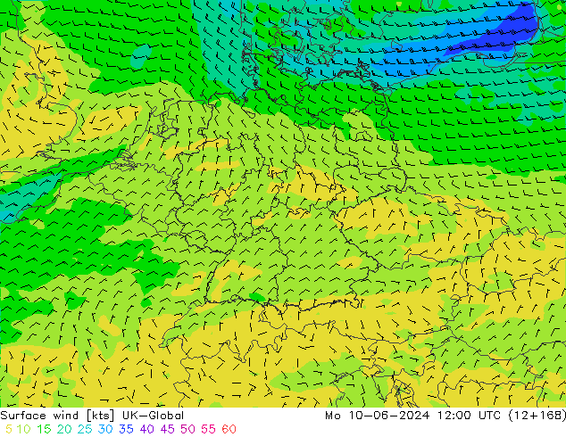 Viento 10 m UK-Global lun 10.06.2024 12 UTC