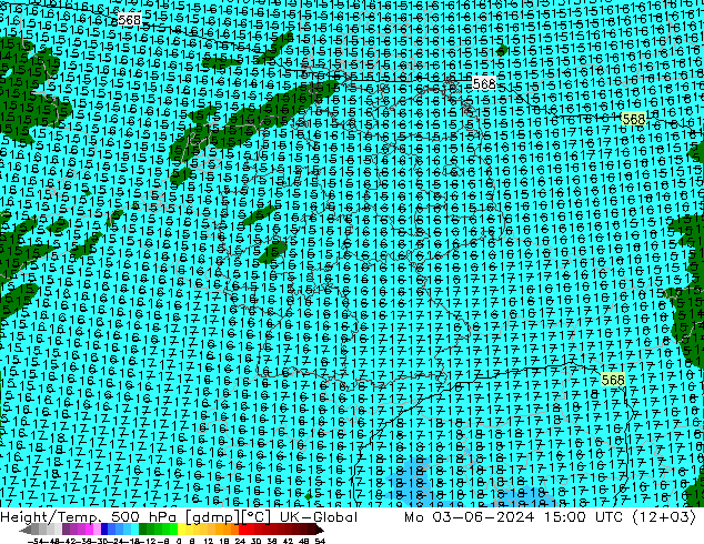 Hoogte/Temp. 500 hPa UK-Global ma 03.06.2024 15 UTC